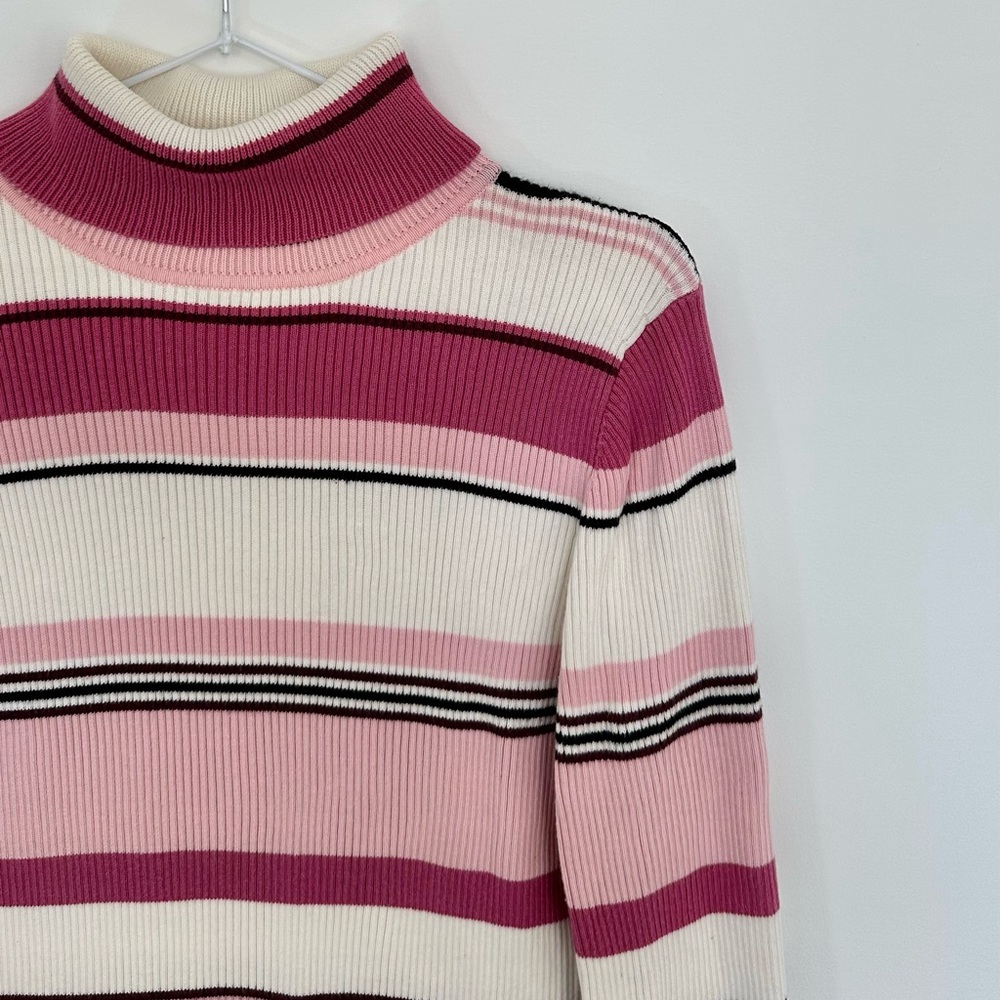 Vintage 1994 Northern Reflections Pink Valentine’s Day Striped Turtle Neck